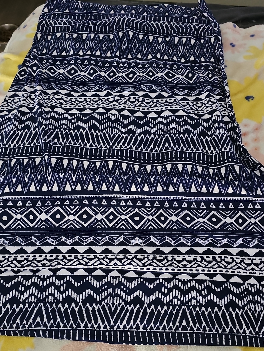 Hot Kiss Navy and White Geometric Maxi Skirt